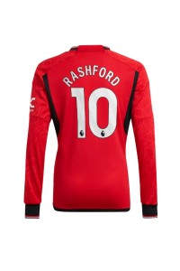 Manchester United Marcus Rashford #10 Jalkapallovaatteet Kotipaita 2023-24 Pitkähihainen